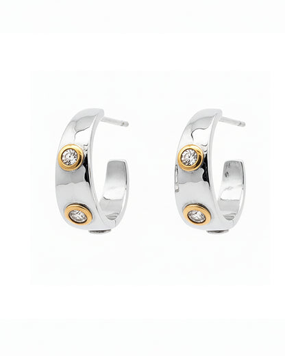 Anatolia Diamond Dotted Tapered Hoops