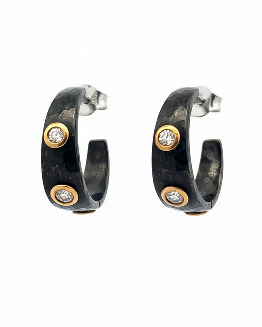 Anatolia Diamond Dotted Tapered Hoops