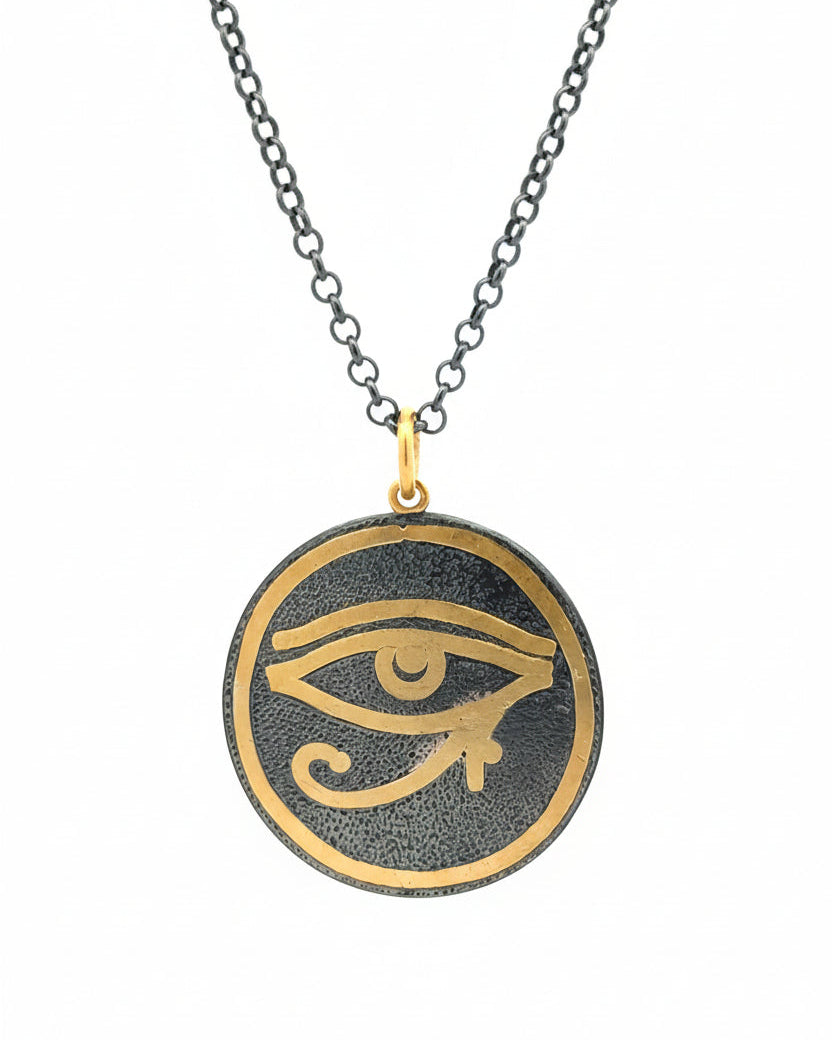 Two-Tone Eye of Horus Pendant with Chain