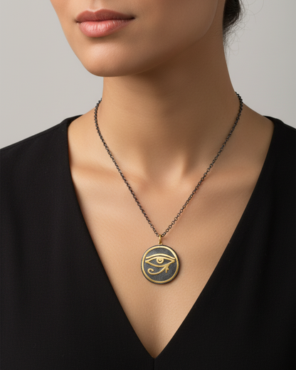 Two-Tone Eye of Horus Pendant with Chain