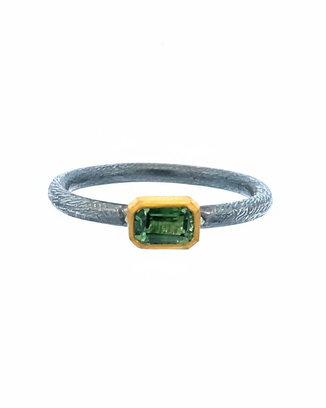 Two-Tone Green Sapphire Ring