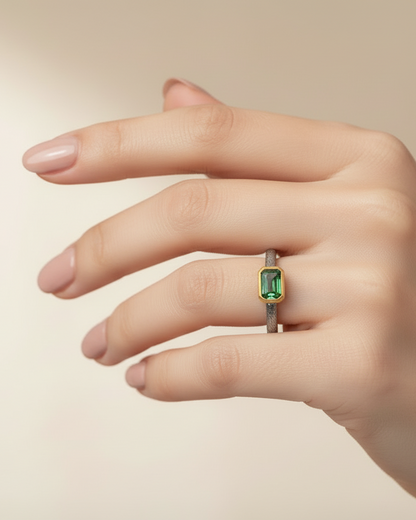 Two-Tone Green Sapphire Ring