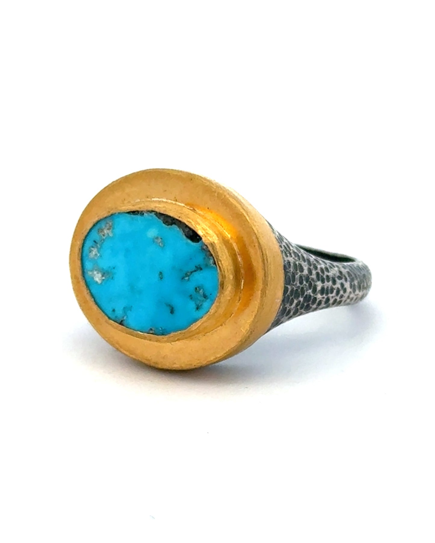 Anatolia Signet Ring:  Turquoise, 24k gold and silver