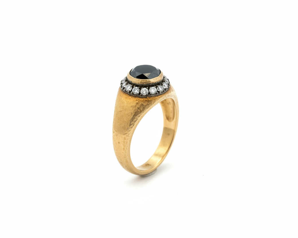 Two- Tone Black And White Diamond Ring