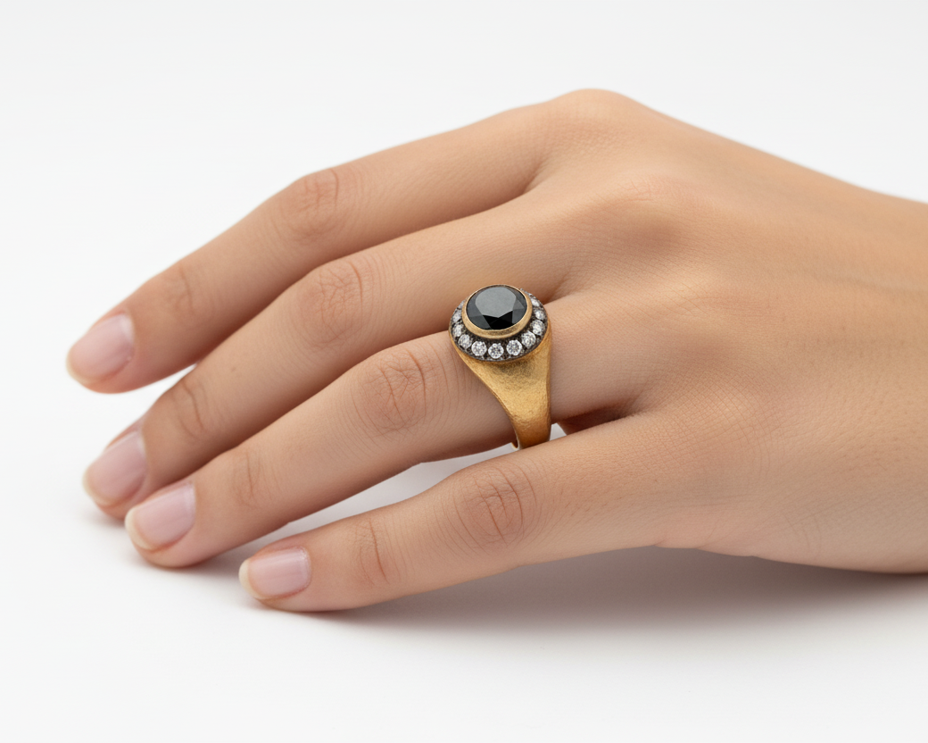 Two- Tone Black And White Diamond Ring
