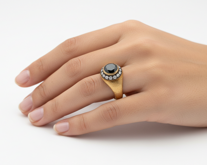 Two- Tone Black And White Diamond Ring