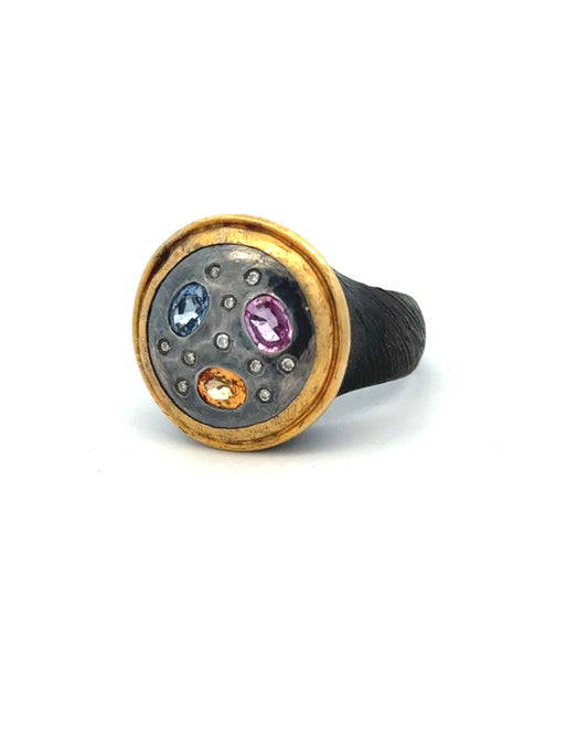 Starry Night Ring with Multi-colored Sapphires