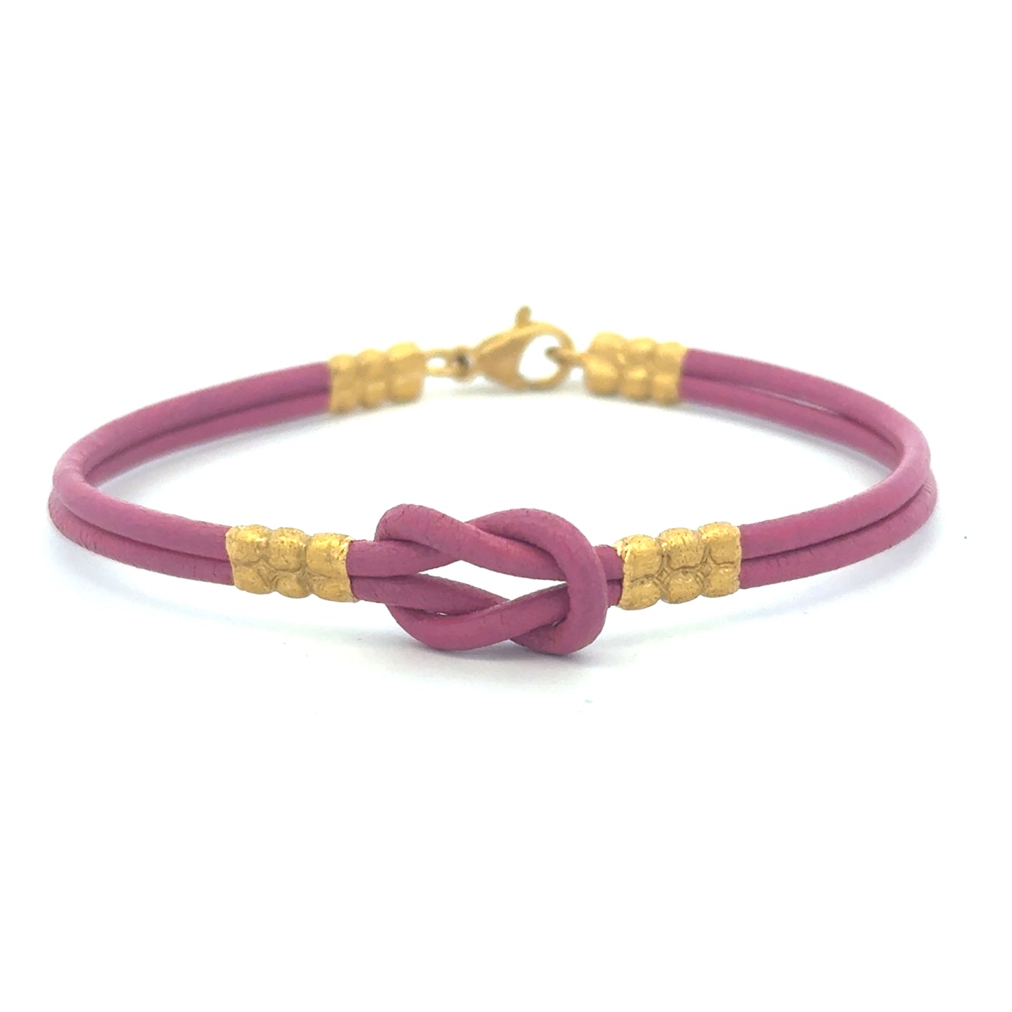 Pink Knot Of Herakles Pink Leather Bracelet
