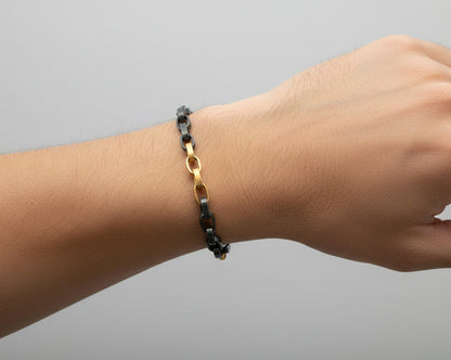 Two-Tone Chunky Box Chain Bracelet