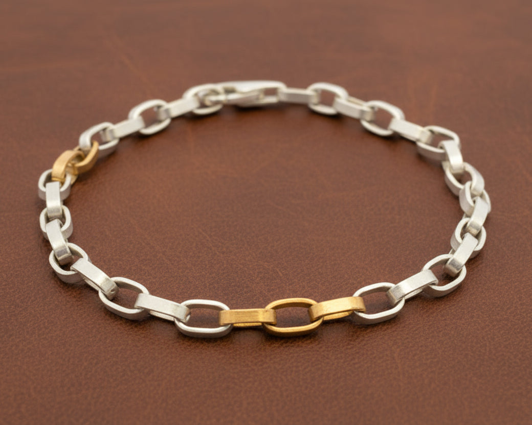 Two-Tone Chunky Box Chain Bracelet