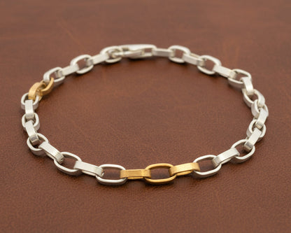 Two-Tone Chunky Box Chain Bracelet