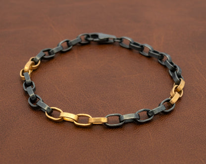 Two-Tone Chunky Box Chain Bracelet