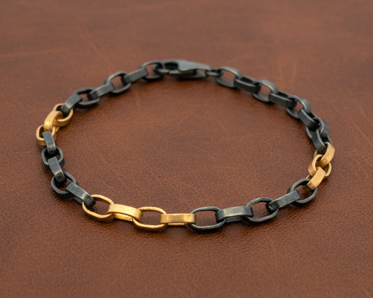 Two-Tone Chunky Box Chain Bracelet