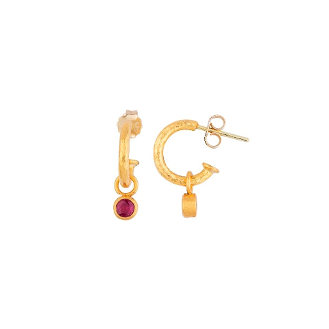 Dangling Solitaire Ruby Earring