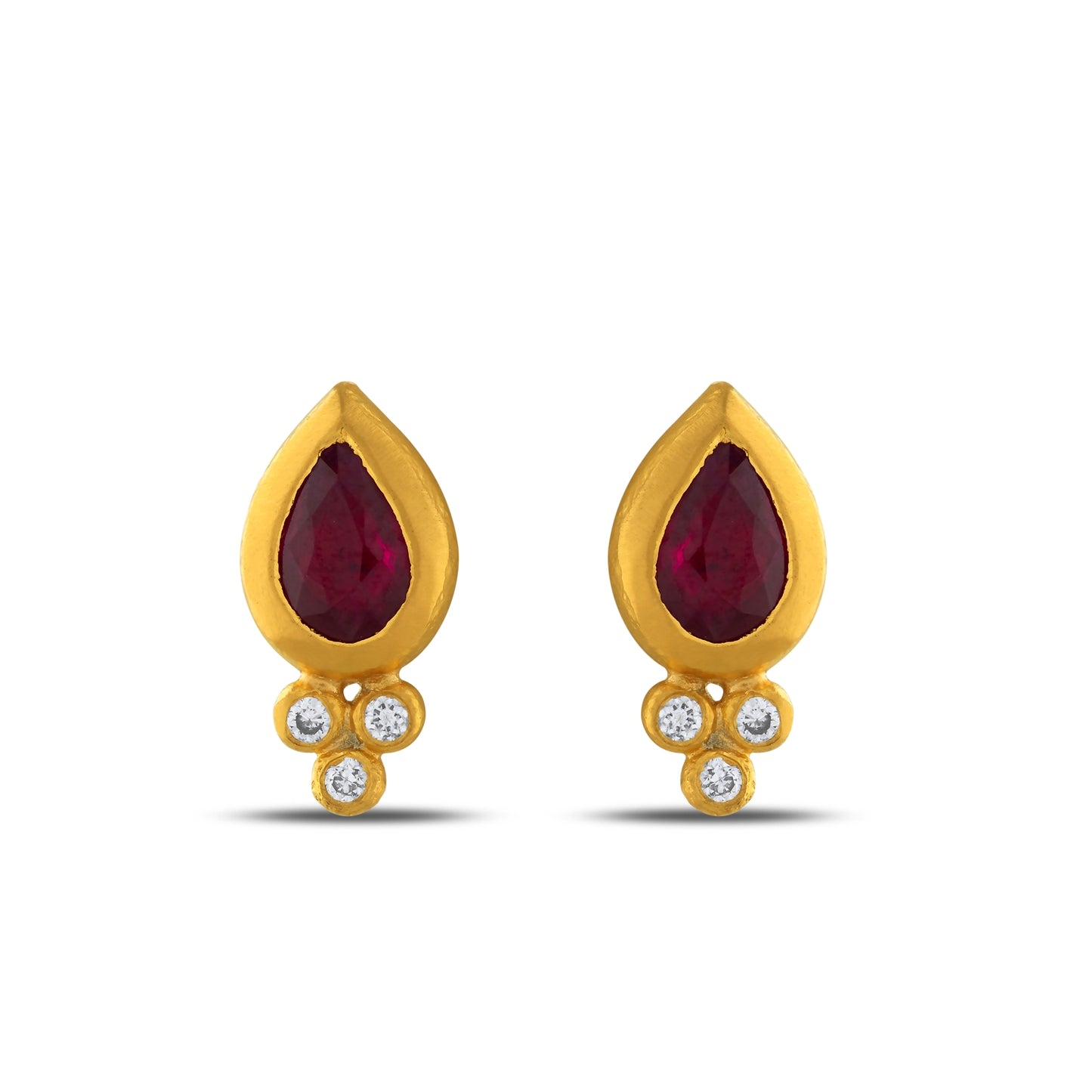 Drop Design Ruby And Diamond Earring