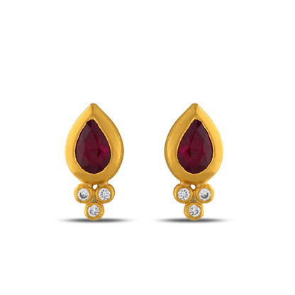 Drop Design Ruby And Diamond Earring