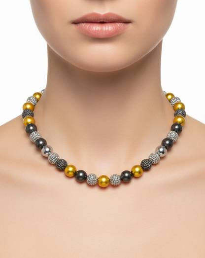 Two-Tone Beaded Cage Necklace