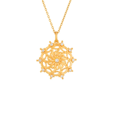 Diamond Spotted Swirled Sun Pendant