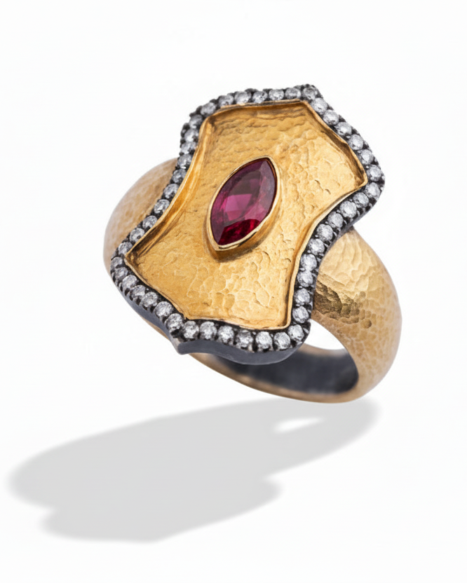 Two-Tone Shield Ring