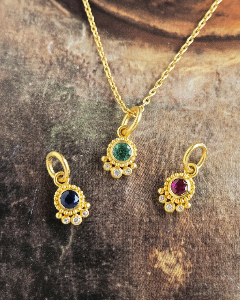 Bloom Pendant with Diamond Accents - Gemstone or Diamond
