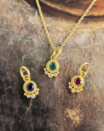 Bloom Pendant with Diamond Accents - Gemstone or Diamond