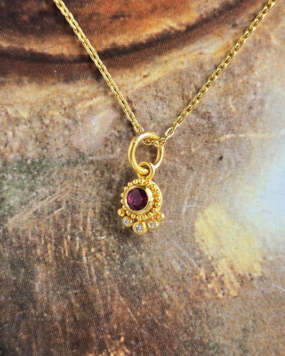 Bloom Pendant with Diamond Accents - Gemstone or Diamond