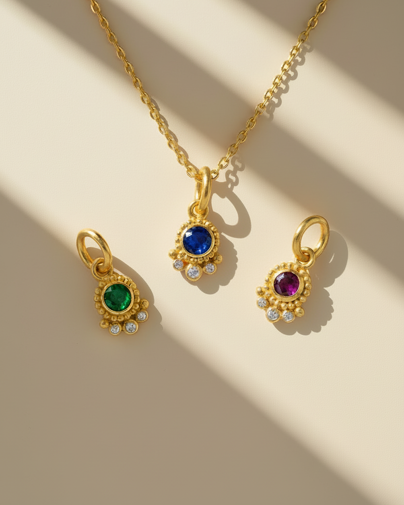 Bloom Pendant with Diamond Accents - Gemstone or Diamond